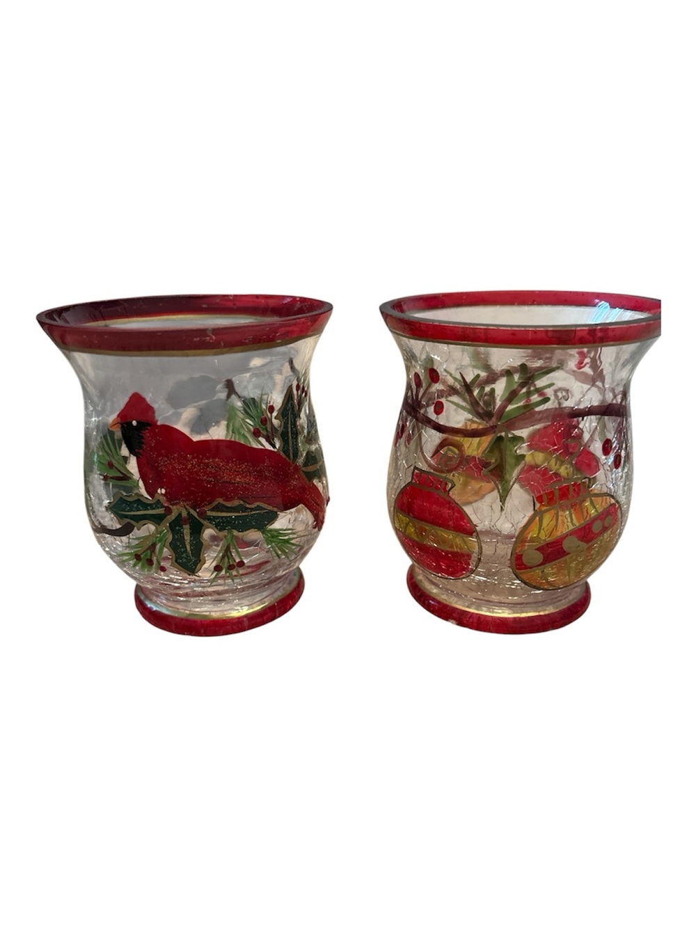 Holiday Glass Votive Holders - Set of 2